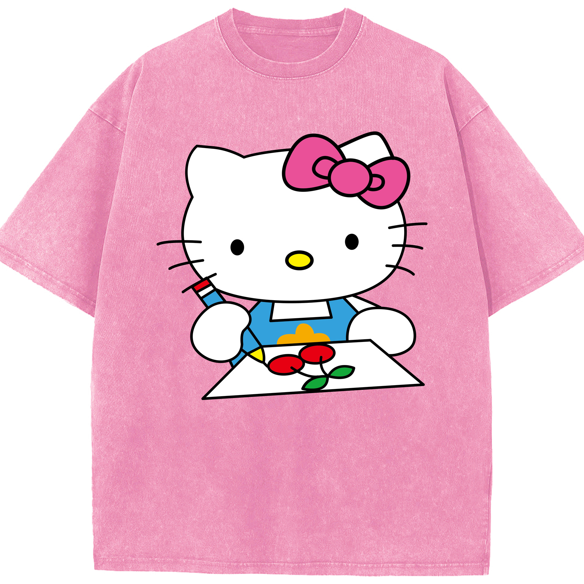 （画像用） Hello Kitty ハローキティ 綿100% ヴィンテージ風 半袖Tシャツ（フロントプリント）